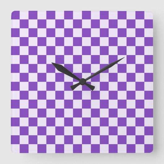 Grape soda checkerboard pattern vierkante klok (Voorkant)