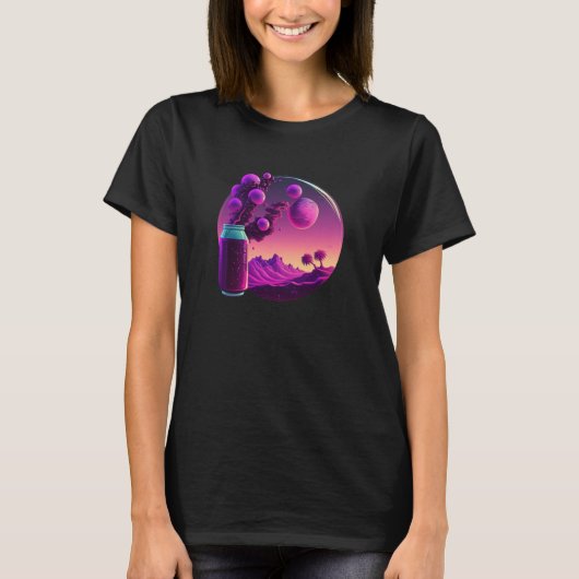Grape Soda Synthwave 80s Retrowave Esthetisch T-shirt (Voorkant)