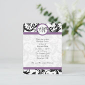 Grape Trim Black Damask Swirls Rehearsal Dinner Briefkaart (Staand voorkant)