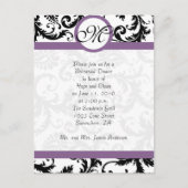 Grape Trim Black Damask Swirls Rehearsal Dinner Briefkaart (Voorkant)