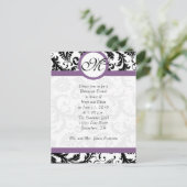 Grape Trim Black Damask Swirls Rehearsal Dinner Briefkaart (Staand voorkant)