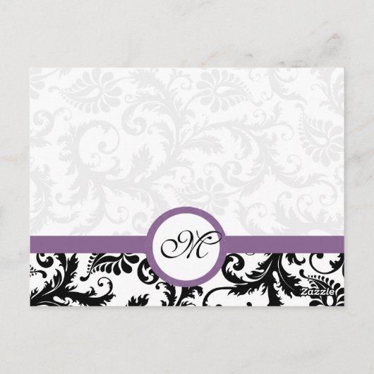 Grape Trim Black Damask Swirls Rehearsal Dinner Briefkaart (Achterkant)