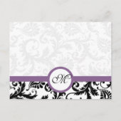 Grape Trim Black Damask Swirls Rehearsal Dinner Uitnodiging Briefkaart (Achterkant)