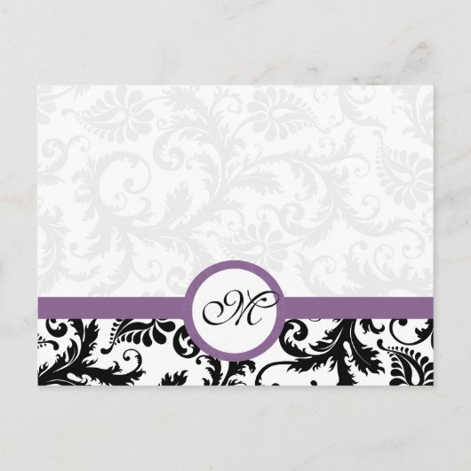 Grape Trim Black Damask Swirls Rehearsal Dinner Uitnodiging Briefkaart (Achterkant)