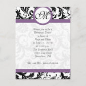 Grape Trim Black Damask Swirls Rehearsal Dinner Uitnodiging Briefkaart (Voorkant)