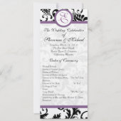 Grape Trim Black Damask Swirls Wedding Invitation Kaart (Voorkant)