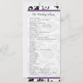 Grape Trim Black Damask Swirls Wedding Invitation Kaart (Achterkant)