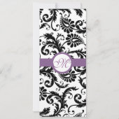 Grape Trim Black Damask Swirls Wedding Invitation Kaart (Achterkant)