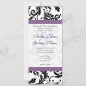 Grape Trim Black Damask Swirls Wedding Invitation Kaart (Voorkant)