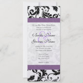 Grape Trim Black Damask Swirls Wedding Invitation Kaart (Voorkant)