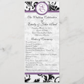 Grape Trim Black Damask Swirls Wedding Program Programmakaart (Voorkant)