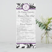 Grape Trim Black Damask Swirls Wedding Program Programmakaart (Staand voorkant)