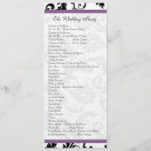 Grape Trim Black Damask Swirls Wedding Program Programmakaart (Achterkant)