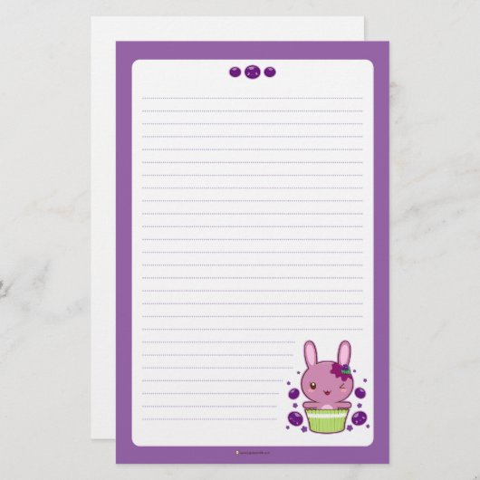 Grape Truffle Bunny Briefpapier (Voorkant / Achterkant)
