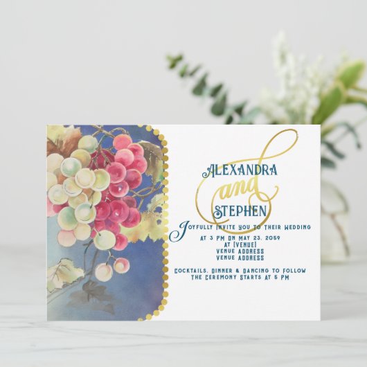 Grape Vines Winery Rustic Country Chic Wedding Kaart (Staand voorkant)