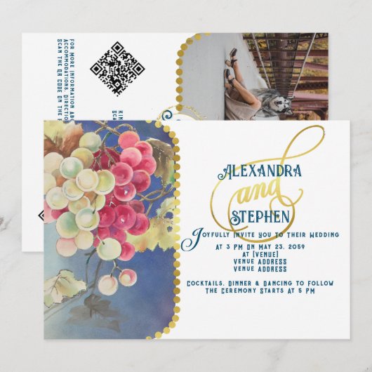 Grape Vines Winery Rustic Country Chic Wedding Kaart (Voorkant / Achterkant)