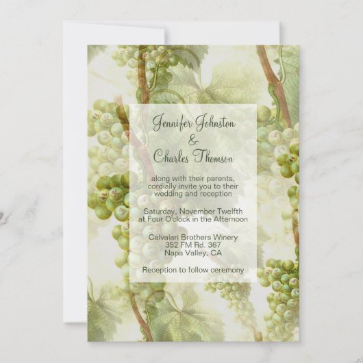 Grape Vines Winery Thmed Wedding Kaart (Voorkant)