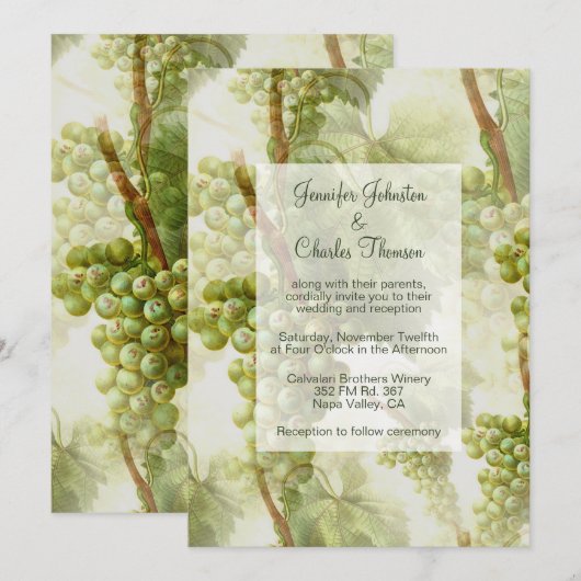 Grape Vines Winery Thmed Wedding Kaart (Voorkant / Achterkant)