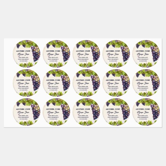 Grape Vineyard Jam Jar Canning Labels (Vel)