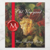 GRAPE VINEYARD WINE MET Rood Wax Slot Monogram Wijn Etiket (Enkel label)