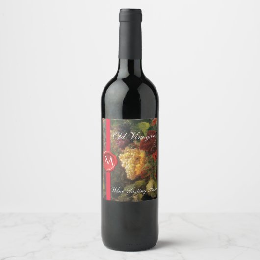 GRAPE VINEYARD WINE MET Rood Wax Slot Monogram Wijn Etiket (Voorkant)