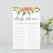 Grapefruit Baby namen Alfabet Baby shower Game (Staand voorkant)