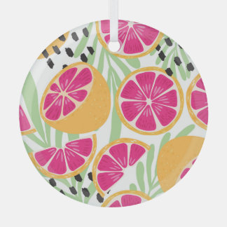 Grapefruit & Bladeren: Tropisch  Glas Ornament