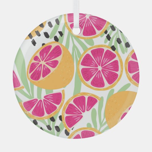 Grapefruit & Bladeren: Tropisch  Glas Ornament (Voorkant)