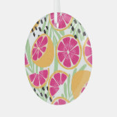 Grapefruit & Bladeren: Tropisch  Glas Ornament (Voorkant links)