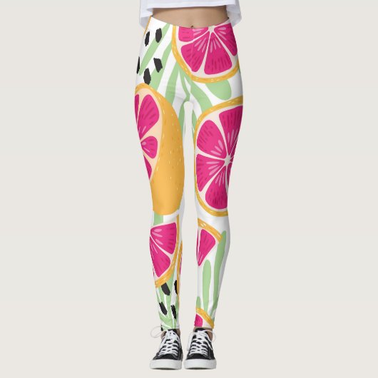 Grapefruit & Bladeren: Tropisch  Leggings (Voorkant)