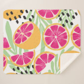 Grapefruit & Bladeren: Tropisch  Sherpa Deken (Voorkant (horizontaal))
