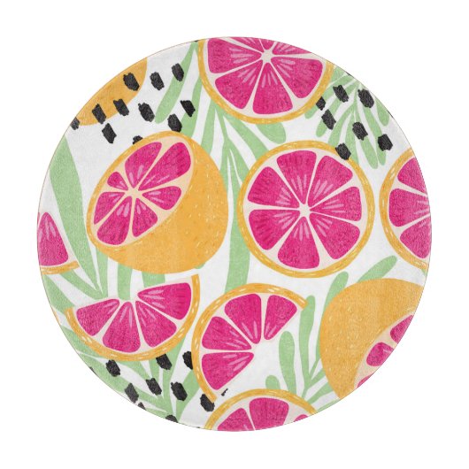 Grapefruit & Bladeren: Tropisch  Snijplank (Voorkant)