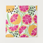 Grapefruit & Bladeren: Tropisch Wandkleed (Voorkant)