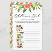 Grapefruit Book Emoji Pictionary Baby shower Game (Voorkant / Achterkant)