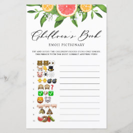 Grapefruit Book Emoji Pictionary Baby shower Game