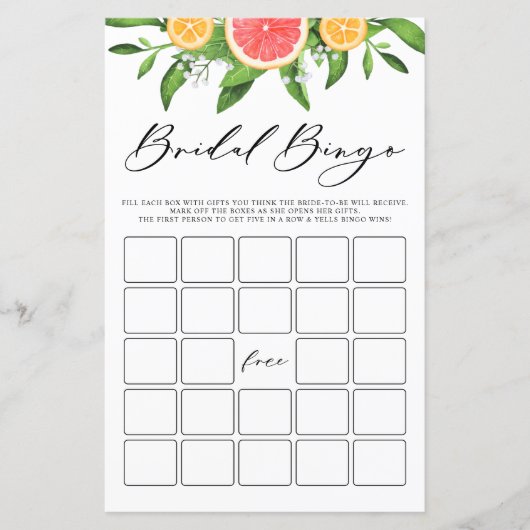 Grapefruit Bridal Bingo Summer Vrijgezellenfeest G (Voorkant)