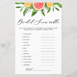 Grapefruit Bridal Word Scramble Vrijgezellenfeest