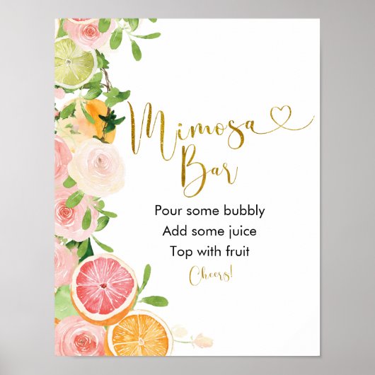 Grapefruit Citrus Bruids Bruiloft Mimosa Bar Bord Poster (Voorkant)