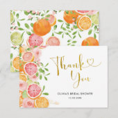 Grapefruit Citrus Bruids Shower Dankkaart Bedankkaart (Voorkant / Achterkant)