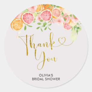 Grapefruit Citrus Bruiloft Dank U Sticker