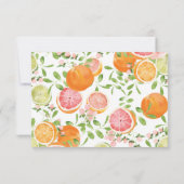 Grapefruit Citrus Bruiloft Feest Dank Je Kaart (Achterkant)