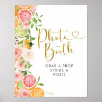 Grapefruit Citrus Bruiloft Foto Booth Bord
