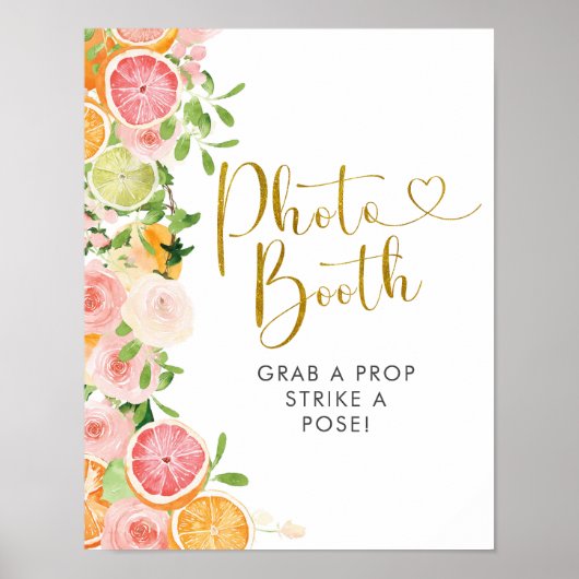 Grapefruit Citrus Bruiloft Foto Booth Bord Poster (Voorkant)