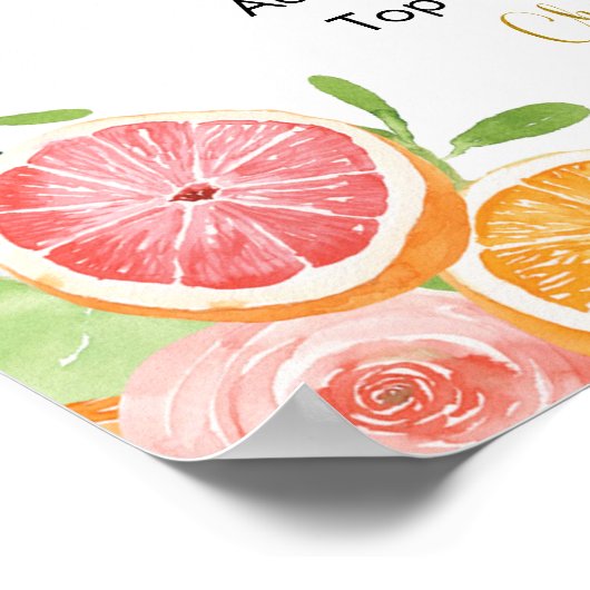 Grapefruit Citrus Bruiloft Mimosa Bar Bord Poster (Hoek)
