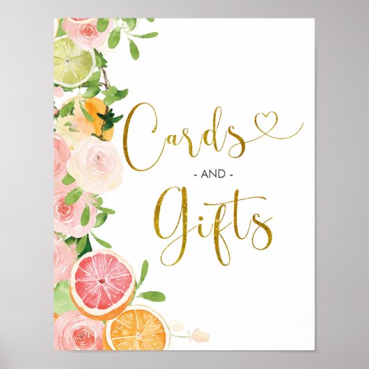 Grapefruit Citrus Bruiloftsshower Kaarten en Cadea Poster (Voorkant)