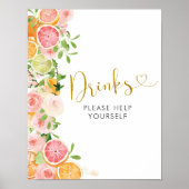 Grapefruit Citrus Fruit Bridal Shower Drinks Sign Poster (Voorkant)