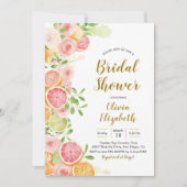 Grapefruit Citrus Fruit Bridal Shower Invitation Kaart (Voorkant)