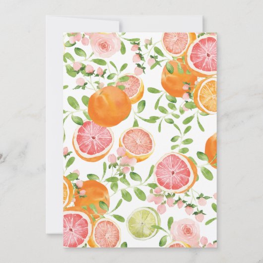 Grapefruit Citrus Fruit Bridal Shower Invitation Kaart (Achterkant)
