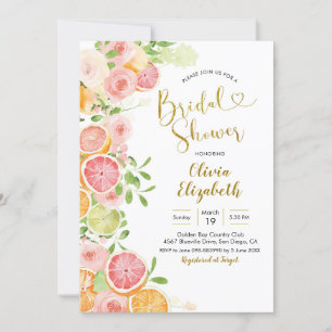 Grapefruit Citrus Fruit Bridal Shower Invitation Kaart