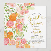 Grapefruit Citrus Fruit Bridal Shower Invitation Kaart (Voorkant / Achterkant)
